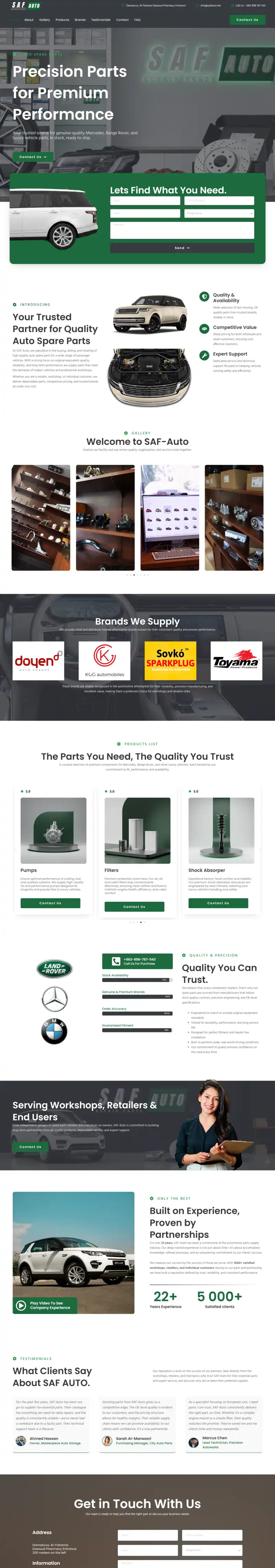 شركة تصميم مواقع - موقع الكتروني لشركة SAF Auto من تصميم دوبا تك